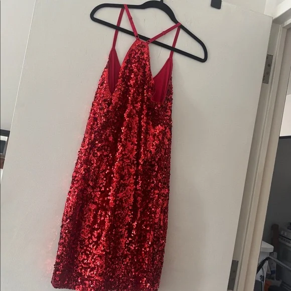 Red Sequin Strappy Dress - Picture 4 of 6